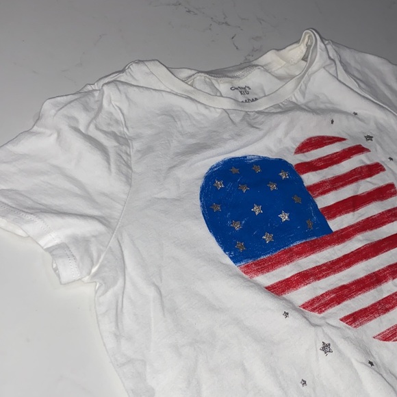 Carter’s Kid Heart T Shirt Stars Stripes Patriotic 4Th July Girls 14 - Picture 5 of 7